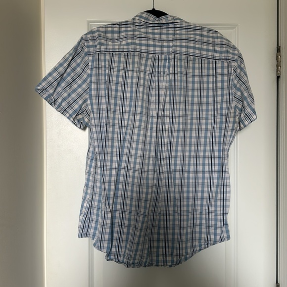 Tommy Hilfiger - Men’s Blue Plaid Short Sleeve Custom Fit Shirt - Picture 3 of 5